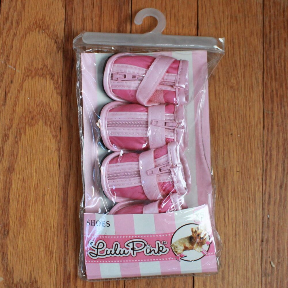 SimplyShe "Lulu Pink" 4pk Faux Leather Dog Shoes